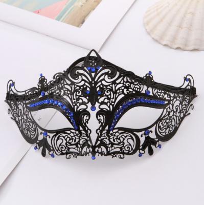 China Metal Iron Metal Inlaid With Half-face Blue Lady High-grade Performance Ball Venice Diamond Metal Face Cover for sale