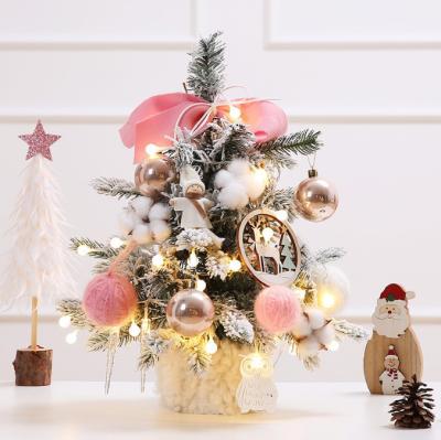 China PVC Christmas Tree Set Christmas Decorations 45cm Snow Trees Christmas Decorations With Lights for sale