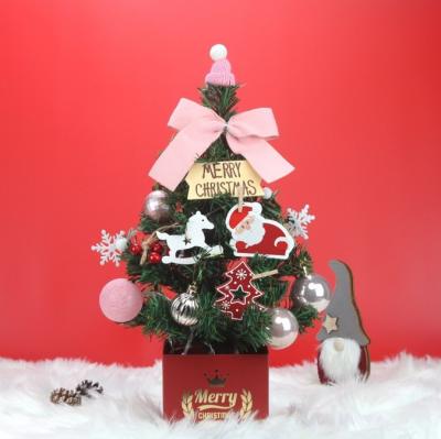 China New PVC Mini Christmas Tree Table Top Suit Red Gold Glowing Christmas Tree Lights for sale