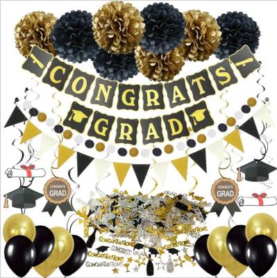 China Party Decoration Graduation Paper Banner Set Graduation Season Spiral Banner Balloon Party Balloon Decoration for sale