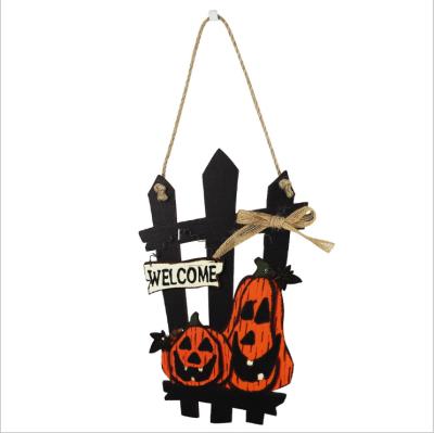 China Message Table Ghost Festival Welcome Garland Door Hanging Halloween Pumpkin Black Cat Cemetery Castle Ghost Wooden List for sale