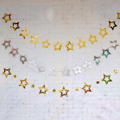 China Marriage favors & New Hollowed-out Star Pentagon Paper Pull Flags Birthday Party Decorations Bridal Party Favors Gilding Stars To Pull Flags for sale