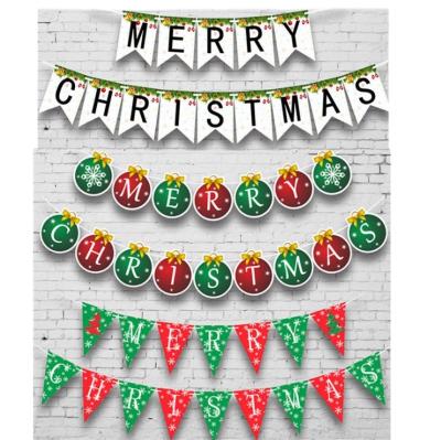 China Marriage favors & Party Gifts Christmas Decoration Flag Triangle Letter Flag Pull Flower Deer Tree Mall Store Decoration Bridal Flag for sale