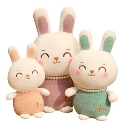 China Cute Smiling Decoration Face Bead Rabbit Rabbit Doll Kids Stuffed Toy Grab Machine Cloth Doll Plush Toy for sale