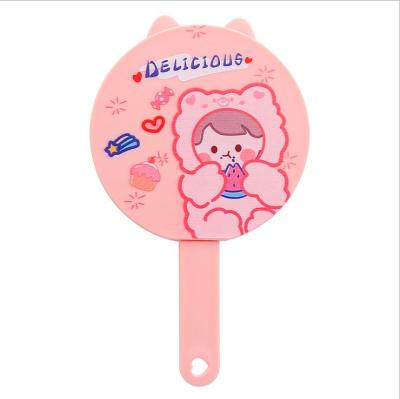 China Beautiful handle mirror girl heart student comb decorative pink portable mirror integrated dual function mirror for sale