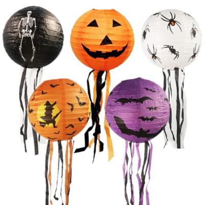 China China Halloween Pumpkin Paper Lamp 3d Scenery Fold Lantern for sale