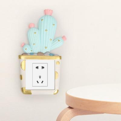 China WALL STICKER resin cactus switch sticker refrigerator sticker cartoon European household pastoral wall hanging wall sticker for sale