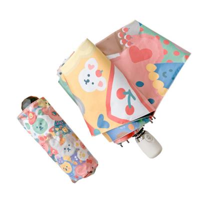 China Contemporary Cute Bear Sunny Umbrella Full Automatic Windproof Protection Mini Folding UV Umbrella for sale