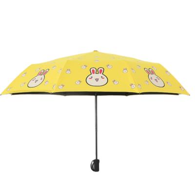 China Small Sun Umbrella Cartoon Lovely Vinyl Simple Folding Student Parasol Umbrella Contemporary Cool Sunscreen Sunscreen for sale