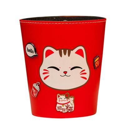 China Sustainable Multi-Function Bucket Sundries Storage Bucket Garbage Box Hanging Leather Trashbin for sale