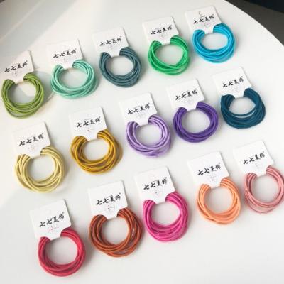 China 10 simple and beautiful wrinkled seamless hair ropes, candy color hair rings, women's high elastic main ropes for sale