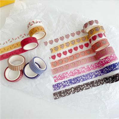 China 1.5cmX5m New Waterproof Korean Plaid Tulip Art Fabric Milk Material Tapes And Love Paper Tape for sale