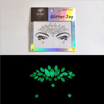 China Creative Luminous Facial Sticker Halloween Grimacing Night Light Drill Tattoo Paste for sale