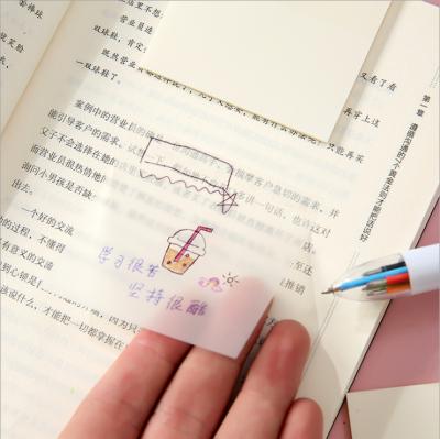 China Custom Self Adhesive Semi Transparent Waterproof Sticky Note Page Self Adhesive Clear Flag PET Customized Notes Memo Pads for sale