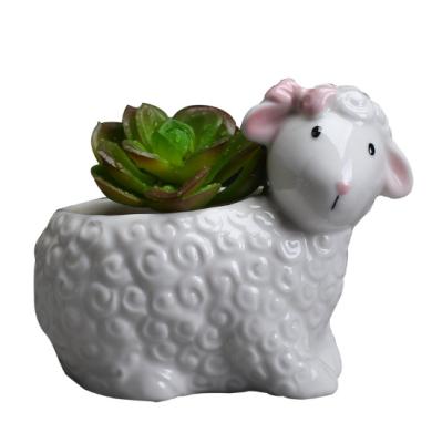 China Modern Horticultural Creative Sheep Succulent Flowerpot Desktop Balcony Tabletop Green Plant European Ceramic Flowerpot for sale