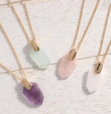 China Zooying FASHIONABLE Tasty Crystal Gemstone Raw Rose Quartz Necklace for sale