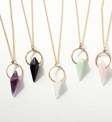 China Zooying FASHIONABLE Tasty Unique Healing Crystal Rose Raw Quartz Amethyst Necklace for sale