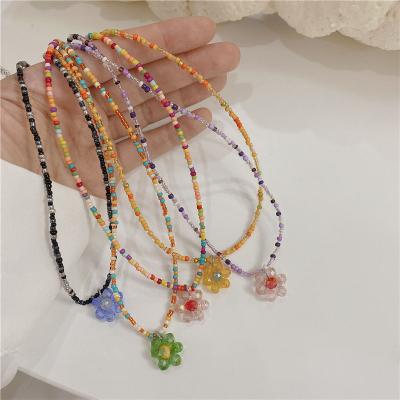 China Zooying FASHIONABLE Cute Vintage Colorful Beads Crystal Flower Pendant Necklaces Charm Beaded Necklace Women for sale