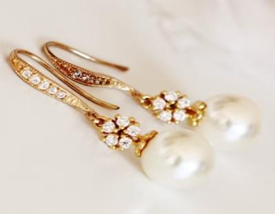 China Zooying Gold Environmental Friendly Bridal Wedding, Vintage Style Drop Pearl, Bridesmaid Earrings for sale