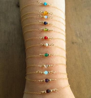 China TRENDY Simple Gemstone Gold Lucky Stone Zooying Bracelet Tasty Boho Minimal Bracelet for sale