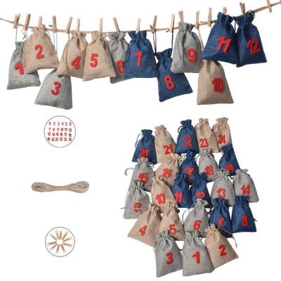 China Woying Jewelry Packaging Kids Christmas Toys Home Decor 24 Calendars Garland Candy Bags DIY Christmas Countdown Gift Felt Per Days for sale