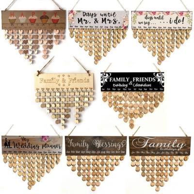 China 2021 Chritsmas Advent Calendar Birthday Day Reminder Board Family Home Wooden Woying Special Hanging Decor Wooden Hanging Ornament for sale