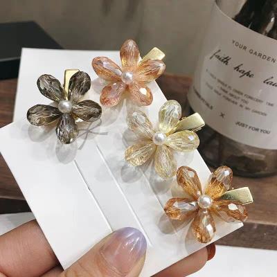 China ZooYing popular girly temperament flower hair clip flower pearl clip hair accessories crystal colorful women for sale