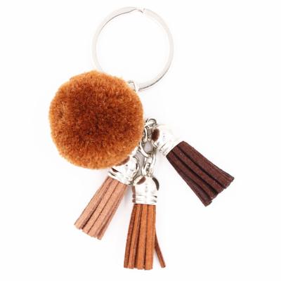 China Plastic Colored Leather Tassel Pendant Tassel Key Ring Pompom Key Chain Keychain for sale