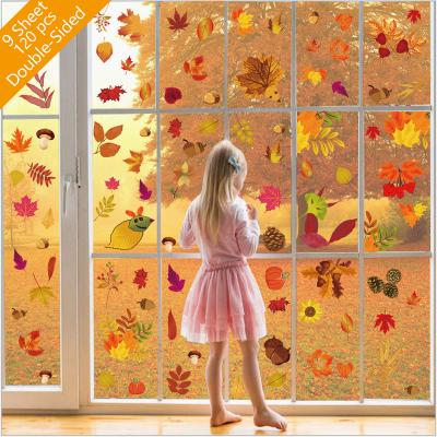 China Home Decoration Autumn Leaves Turkey Pumpkin Window Stickers for Kidsroom Thanksgiving Window Clings Thanksgiving Party Decorations for sale