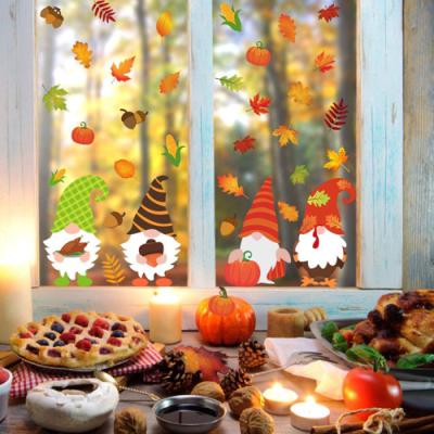 China Home Decoration Autumn Window Clings Thanksgiving Window Clings For Stained Glass Turkey Window Clings Homeschool Office for sale