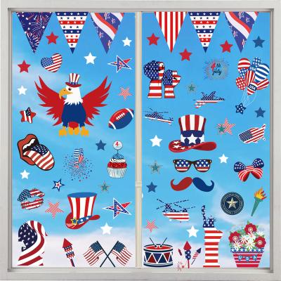 China Home Decor 4th of July Window Clings Decorations Patriotic Window Clings Party Supplies Red White and Blue Decor for Home School Classroom for sale