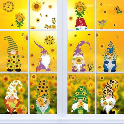 China High Quality Reusable Static Stickers Static Cling Window Sticker Waterproof Logo Sunflower Gnome Cartoon Custom Window Decoration Static for sale