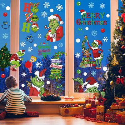 China Home Decoration Christmas Window Clings 9 Leaves Christmas Decorations Snowflake Window Clings Double Sided Christmas Window Stickers for sale