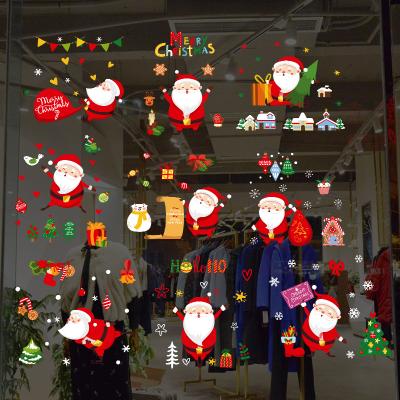 China Christmas Snowflake Window Decals Santa Claus Window Decorations Double Sided Self-adhesive Christmas Window Stickers for sale