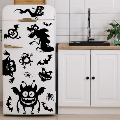 China Self-adhesive Halloween Party Decorations Halloween Window Clings Black Scary Decor Monster Decals Window Stickers for sale