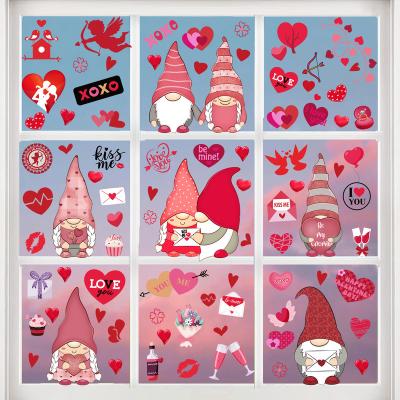 China Static Valentine's Day Window Stickers Decorations Window Glass Clings Decals Heart Flower Cupid Red Lips Stickers for sale