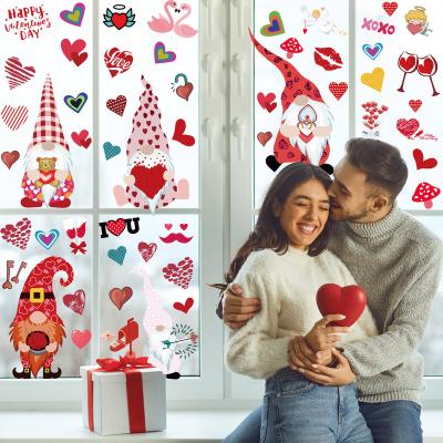 China 2024 Confession Home Custom Love Gnome Stickers Window Valentines Day Decoration Stickers Fridge Glass Stickers for sale