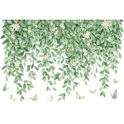 China Removable Leaf Bird Wall Stickers Sofa Background Decorative Stickers Nordic Self-adhesion Green Plants Wall Stickers Bedroom for sale