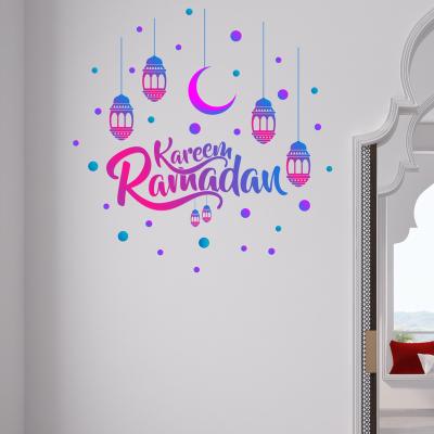 China Home Eid Mubarak Stickers Wall Stickers Lantern Moon Sign Eid Al Adha Decal Islamic Decoration Mirror Window Clings for sale