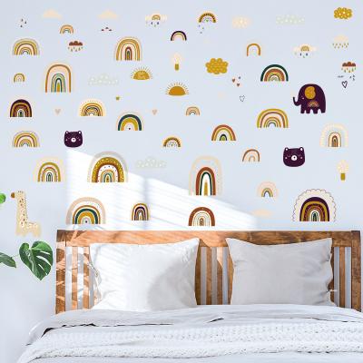 China Nursery Art Stickers Polk Dots Clouds Wall Decals Removable Self-Adhesive Boho Rainbows Peel and Stick for Kids Room Girls Bedroom Home Decor for sale