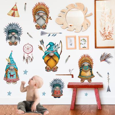 China Happy Home Wall Stickers Gnome Cartoon Decoration Indian Gnome Stickers Hangs Decor for Wall Living Room Bedroom Home Decorations for sale