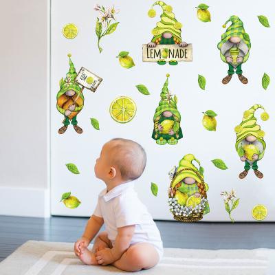 China Home Decoration Cartoon Gnome Wall Stickers Happy Lemon Gnome Stickers Hangs Decor for Wall Living Room Bedroom Home Decorations for sale