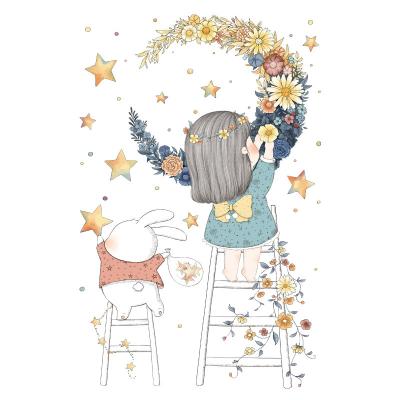 China Decorative Self-adhesion Moon Bridesmaid Star Toilet Stickers Bathroom Toilet Lid Stickers Waterproof Beautiful PVC Wall Stickers for sale