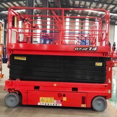 China Conventional hotels hydraulic lifting platform can lift 6-14 meters electric lift outdoor single lift for sale