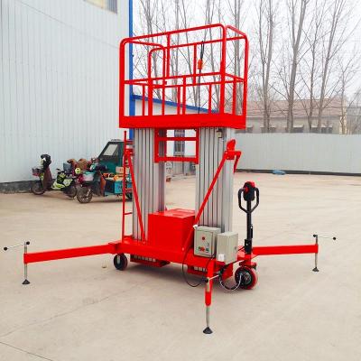 China Hotels 4-12 Meters Aluminum Alloy Lifting Single And Double Column Mobile Electro-hydraulic Aerial Lift for sale