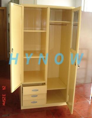 China Modern fashionable bedroom wardrobe steel cupboard with mirror and drawers for sale