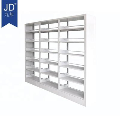 China Steel Firmness Bookshelf Metal Shelf Two Sides Design For School Modern Design Steel Book Rack Bookcase School Library Furniture for sale