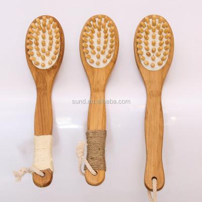 China Superior bamboo shower bath brush/tool, body care massager brush with mellow thickened-teeth long handle,gentle massage skin en venta