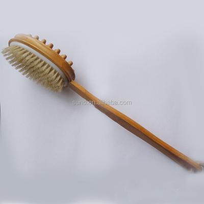 China Dry Skin Body Natural Bristle bath Brush,Soft SPA body Brush,double-side wood&bristle massage brush,remove dirt unblock pores for sale