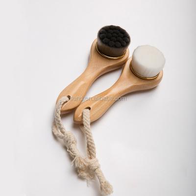 Chine Deluxe super soft nanofiber facial brush with oak wooden long handle,skin SPA thorough cleaning dirt&sebum,remove blackhead tool à vendre